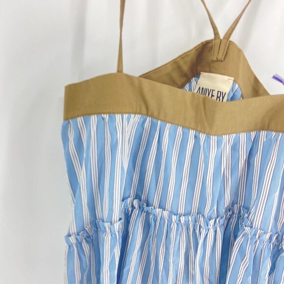 Aniye By Blue White Stripe Green Spaghetti Strap Crossback Tank Top NWT Womens S - Picture 2 of 7